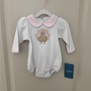 Magnolia Baby White and Pink Turkey Bodysuit